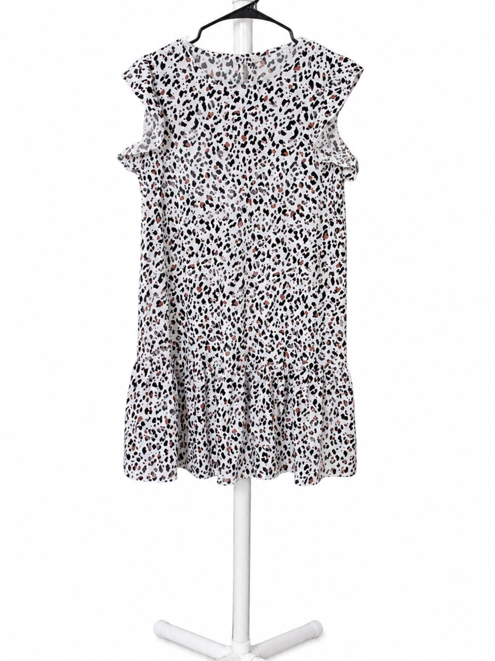 SHEIN White Floral Print Ruffle Hem Dress